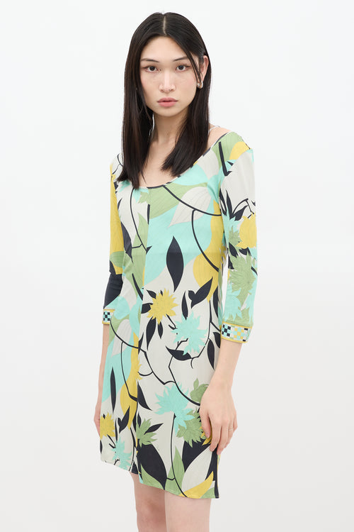 Emilio Pucci Cream 
Multicolour Silk Floral Dress