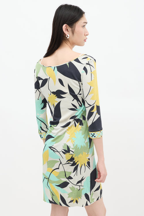 Emilio Pucci Cream 
Multicolour Silk Floral Dress