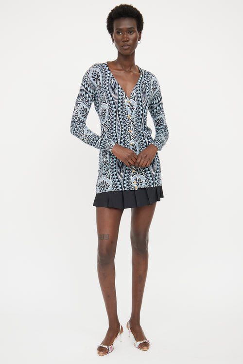 Emilio Pucci Blue 
Black Pattern Cardigan