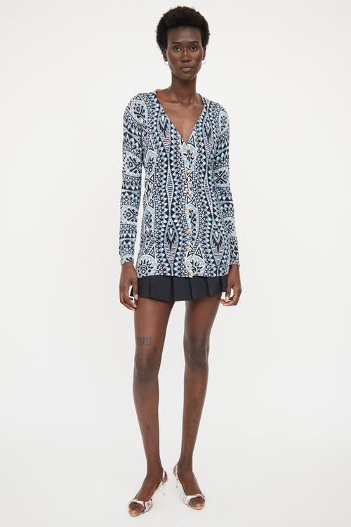 Emilio Pucci Blue 
Black Pattern Cardigan