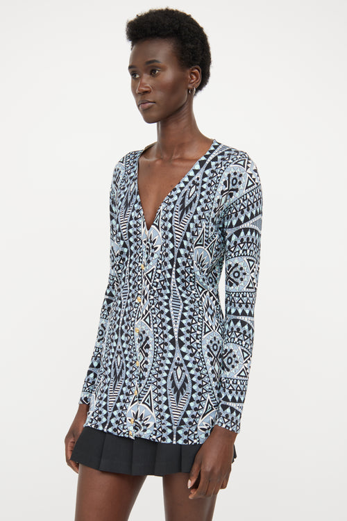 Emilio Pucci Blue 
Black Pattern Cardigan