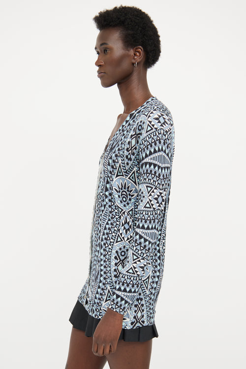 Emilio Pucci Blue 
Black Pattern Cardigan