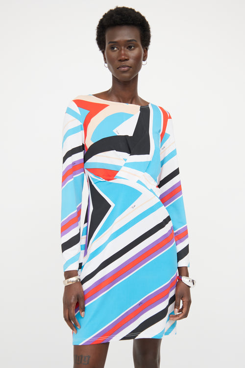 Emilio Pucci Blue Multi Colour Panel Dress