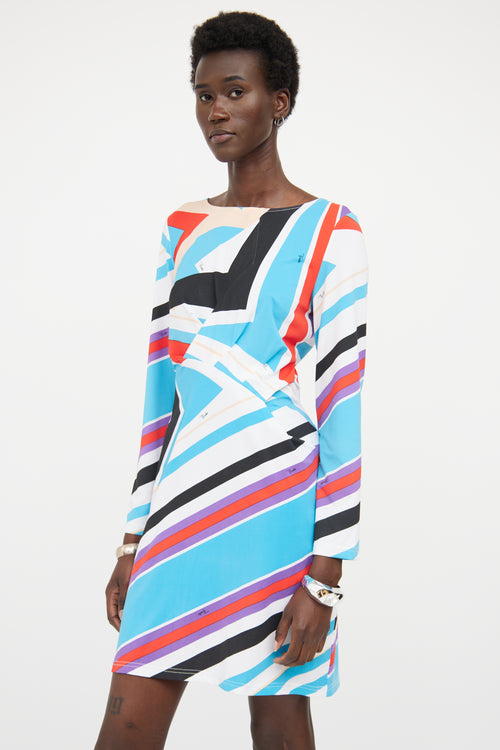 Emilio Pucci Blue Multi Colour Panel Dress