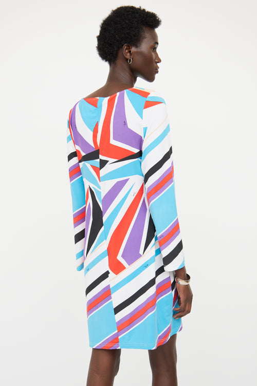 Emilio Pucci Blue Multi Colour Panel Dress