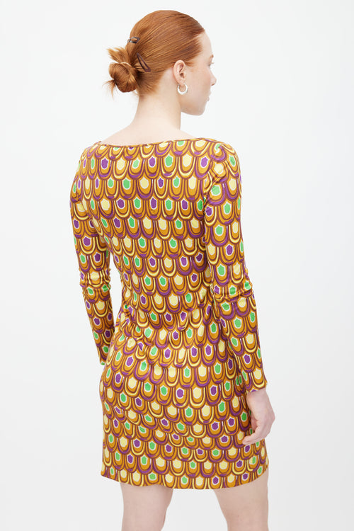 Emilio Pucci Multi Silk Print Long Sleeve Dress