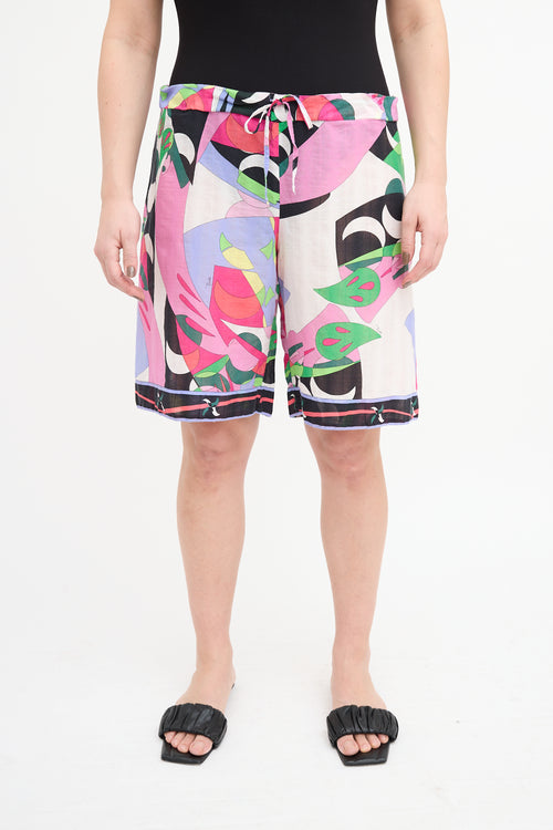 Emilio Pucci Multicolour Printed Drawstring Shorts