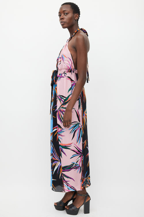 Emilio Pucci Pink 
Multicolour Silk Printed Halter Dress