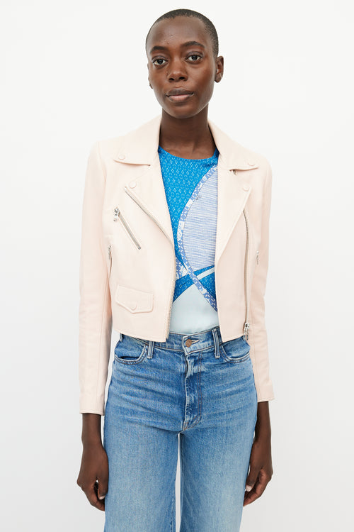 Emilio Pucci Pink Leather Moto Jacket