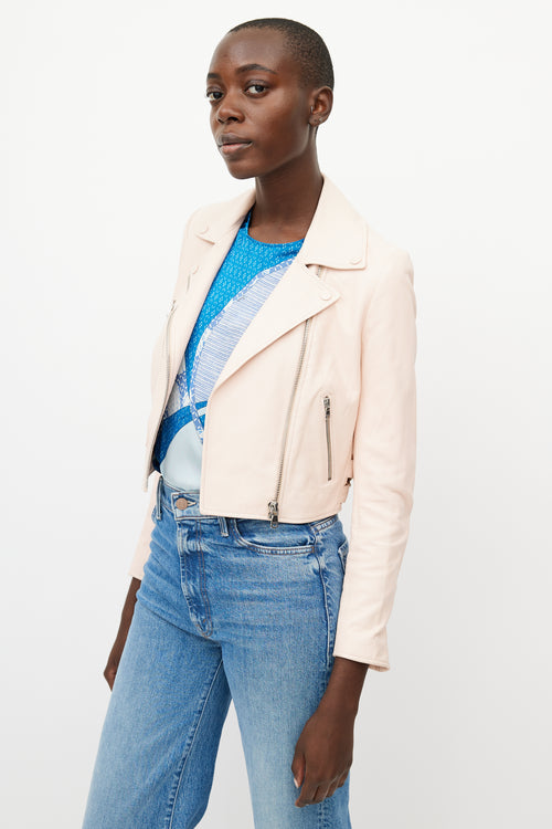 Emilio Pucci Pink Leather Moto Jacket