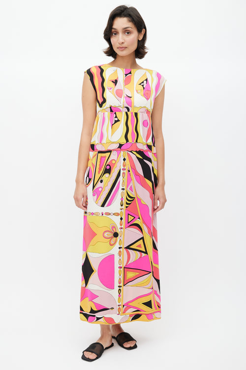 Emilio Pucci Cream 
Multicolour Abstract Dress