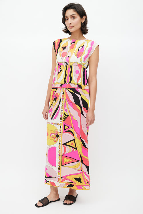 Emilio Pucci Cream 
Multicolour Abstract Dress