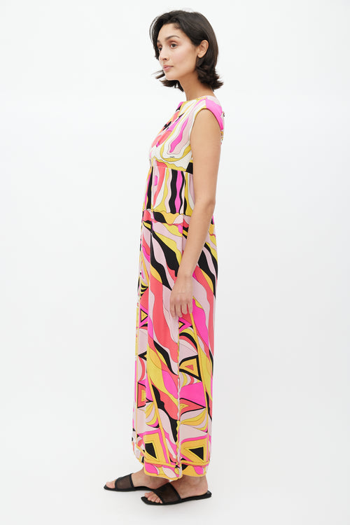 Emilio Pucci Cream 
Multicolour Abstract Dress