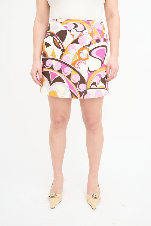 Emilio Pucci Pink 
Multi Printed Mini Skirt