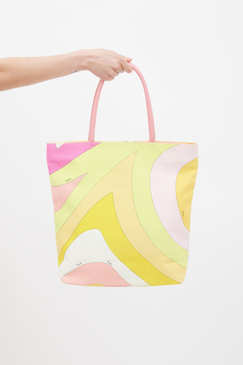 Emilio Pucci Pink 
Multicolour Printed Tote Bag