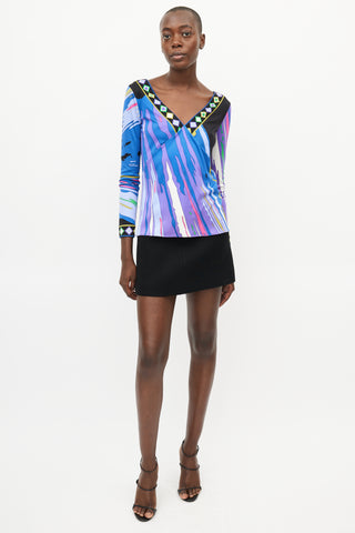 Emilio Pucci Purple 
Multicolour Abstract Print Top