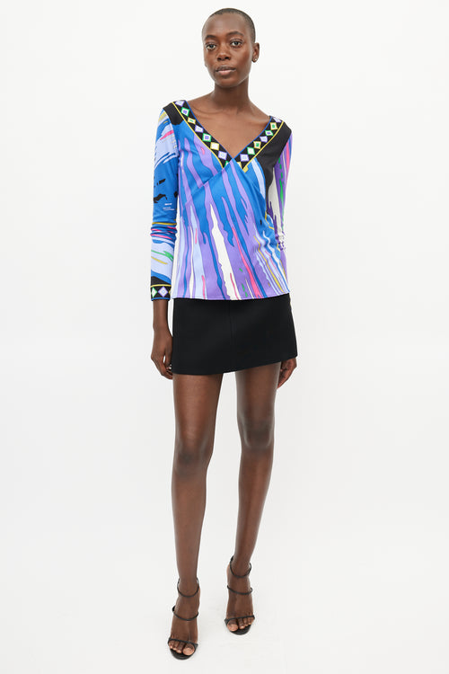 Emilio Pucci Purple 
Multicolour Abstract Print Top