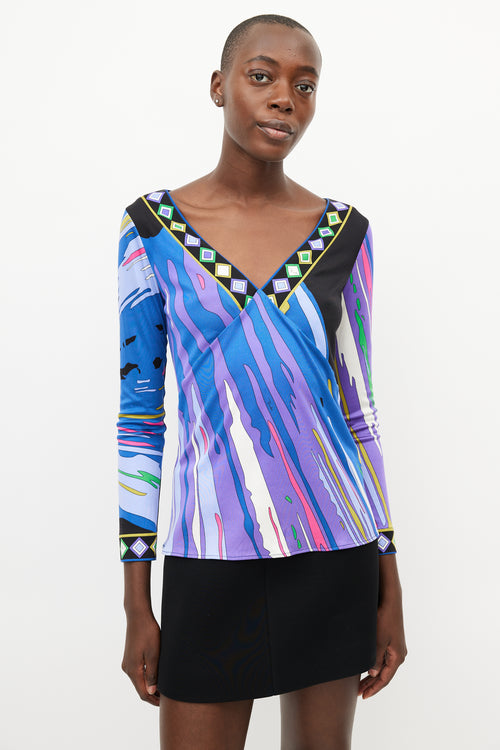 Emilio Pucci Purple 
Multicolour Abstract Print Top