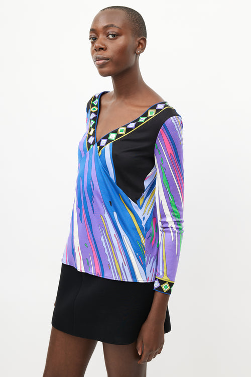 Emilio Pucci Purple 
Multicolour Abstract Print Top