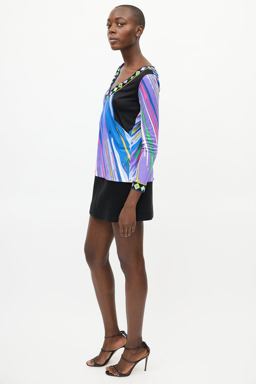 Emilio Pucci Purple 
Multicolour Abstract Print Top