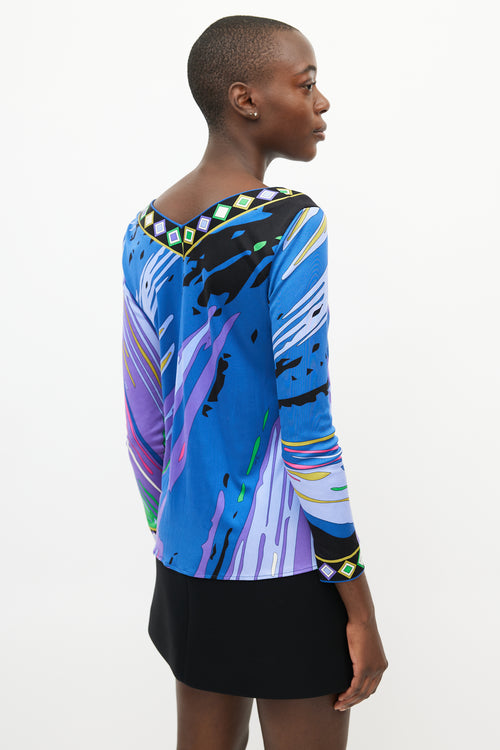 Emilio Pucci Purple 
Multicolour Abstract Print Top