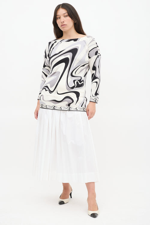 Emilio Pucci White 
Multicolour Printed Boat Neck Top