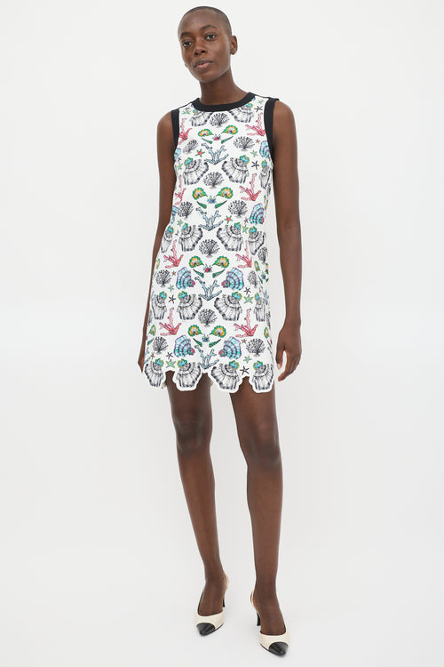 Emilio Pucci White 
Multicolour Seashell Shift Dress