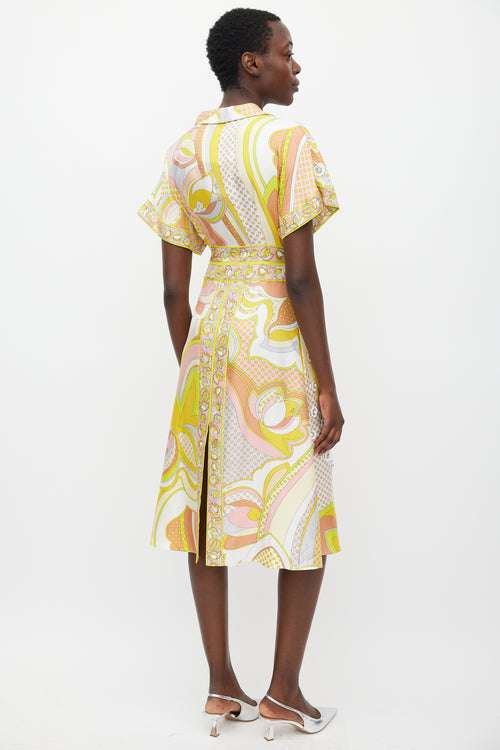 Emilio Pucci Yellow 
Multicolour Printed Embellished Dress