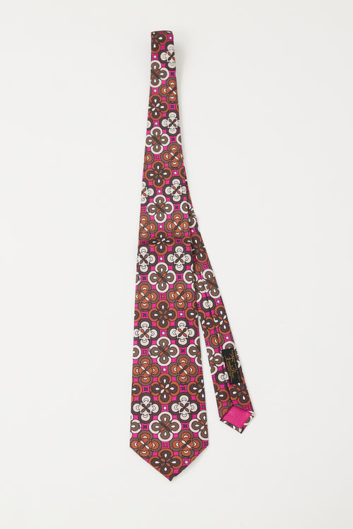 Emilio Pucci Purple 
Multicolour Geometric Floral Tie