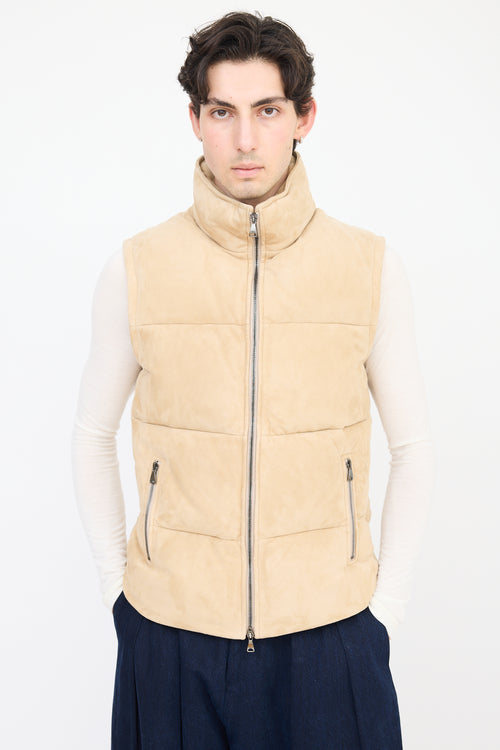 Emmeti Di Franco Brown Suede Down Vest