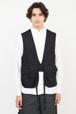 Engineered Garments Black Cotton Fowl Two Pocket Vest