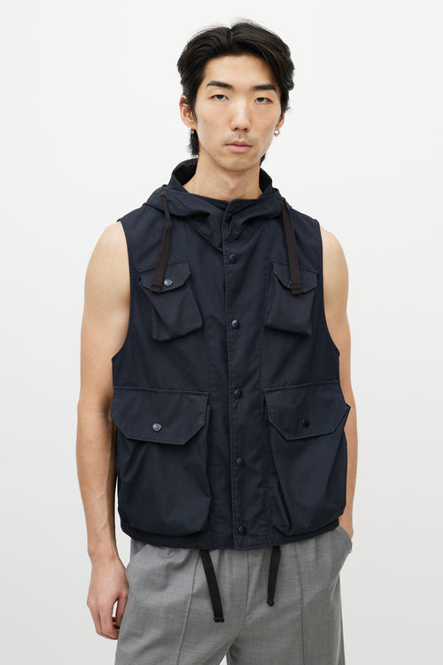 Engineered Garments Black Hooded Cargo Vest