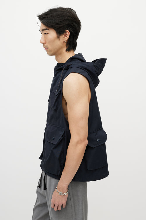 Engineered Garments Black Hooded Cargo Vest