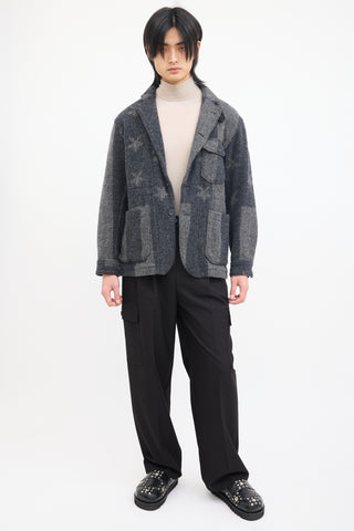 Engineered Garments Grey Wool Star 
Striped Jacket