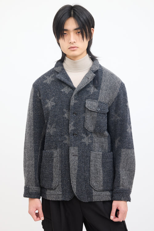 Engineered Garments Grey Wool Star 
Striped Jacket