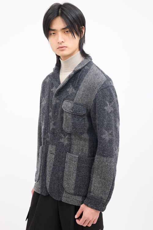 Engineered Garments Grey Wool Star 
Striped Jacket