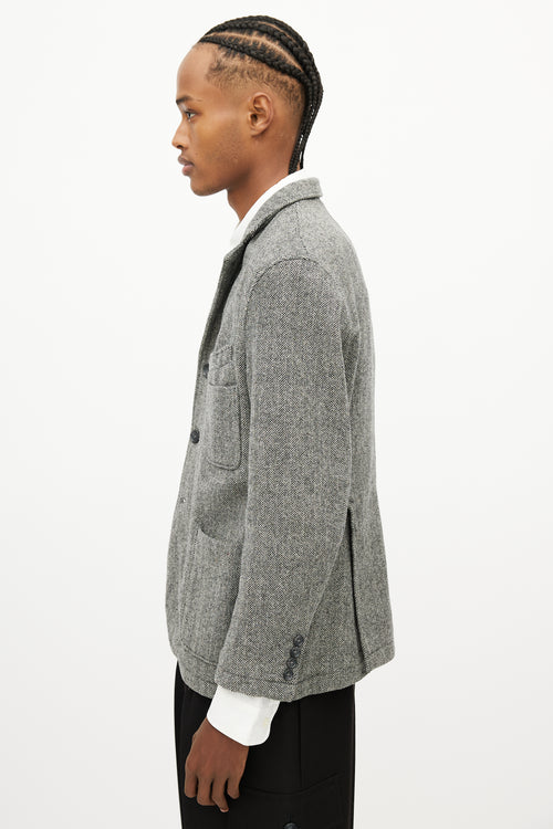 Engineered Garments Grey Wool Herringbone Blazer