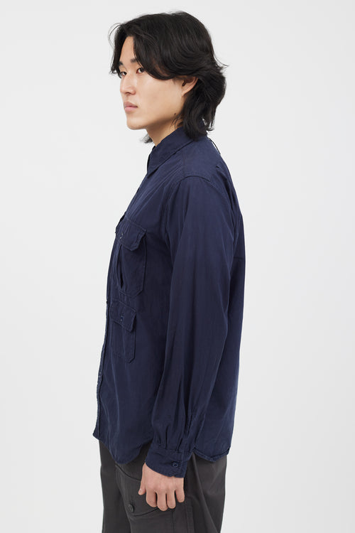 Engineered Garments Navy Cotton Button Up Shirt