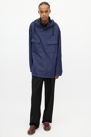 Engineered Garments Navy Denim Cagoule  Hoodie