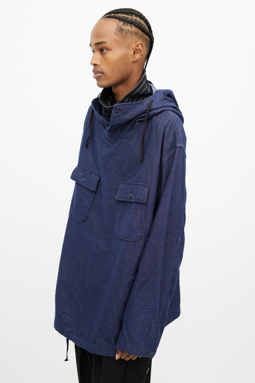 Engineered Garments Navy Denim Cagoule  Hoodie