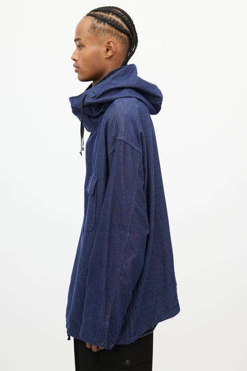 Engineered Garments Navy Denim Cagoule  Hoodie