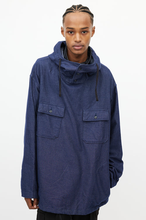 Engineered Garments Navy Denim Cagoule  Hoodie