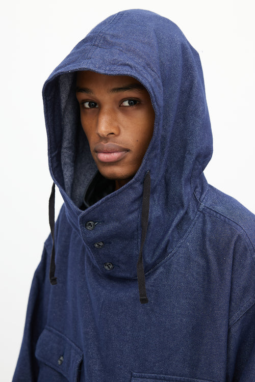 Engineered Garments Navy Denim Cagoule  Hoodie