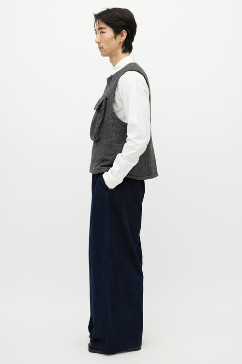 Engineered Garments White 
Black Tweed Wool Vest