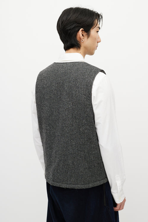 Engineered Garments White 
Black Tweed Wool Vest