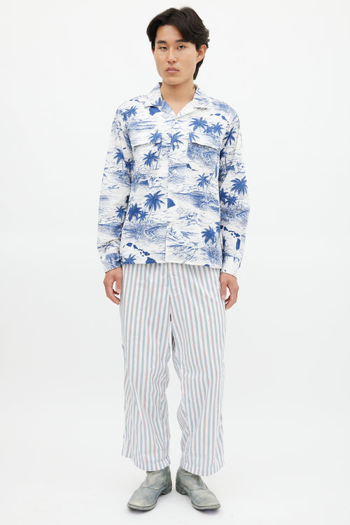 Engineered Garments White 
Blue Floral Shirt