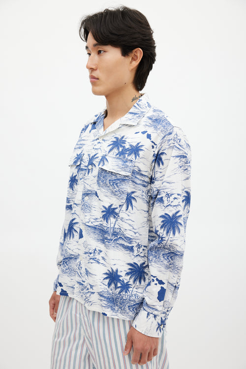 Engineered Garments White 
Blue Floral Shirt