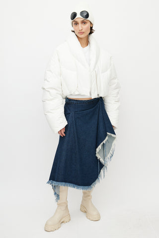 Entire Studio White Quilted Cropped Down Jacket