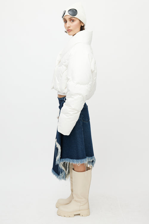 Entire Studio White Quilted Cropped Down Jacket