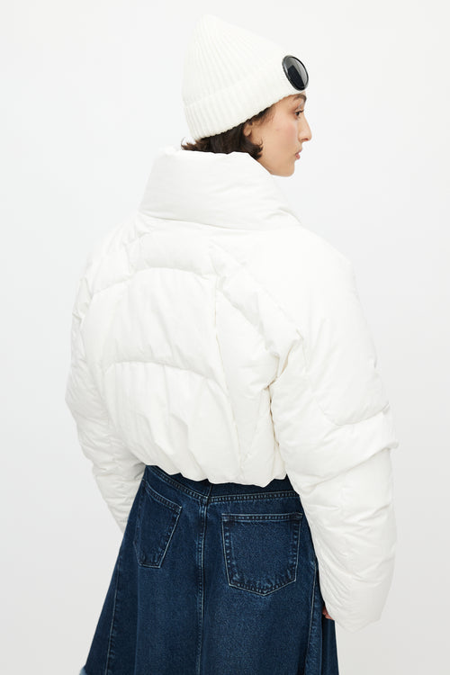 Entire Studio White Quilted Cropped Down Jacket